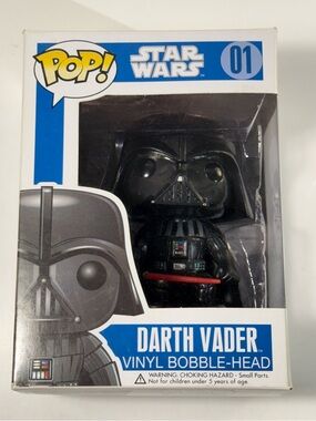 Funko Pop Star Wars Darth Vader #01 Vinyl Bobblehead Large Font Blue Box 2013